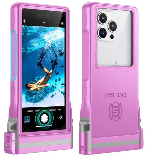 Lanhiem Pochette Étanche 15M [Universelle] Coque Téléphone IPX8 Plongée Professionnel Étui pour iPhone Samsung Galaxy Huawei XiaoMi RedMi Goole Pixel et Smartphone 4.7-6.8'' sous Marine Housse, Rose