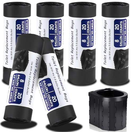 POWZOO Sac Poubelle 30l,120 Pièces Sacs pour Toilettes,Noir-55 * 65cm,Sacs de Toilette,pour Toilettes de Camping,Voyage,Randonnée,Cuisine,Maison,Toilettes Mobiles,Equipements de Camping.
