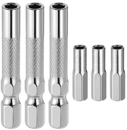 6PCS 1/4 to 4mm Bit Adapter, Hex Screw Driver Bit Adapter Magnetic, Micro Bits Drill Extension Socket Shank, Micro Bits Holder, 1/4 to 4mm Hex Adapters Magnetic for Precision Sets