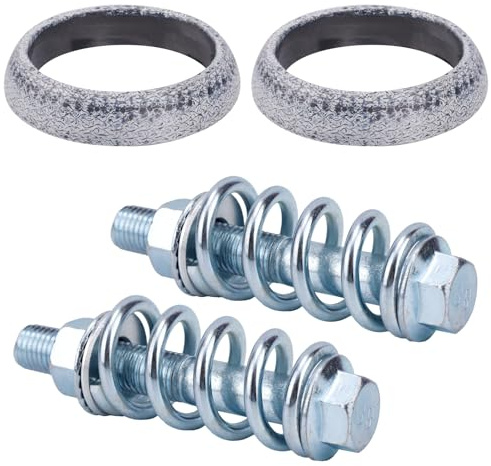 BOXOB 2 Juntas de Colector de Escape & 2 Pernos, Junta Donut Alta Temperatura con Resortes Amortiguadores para Reparación Escape Auto Camión SUV (65mm)