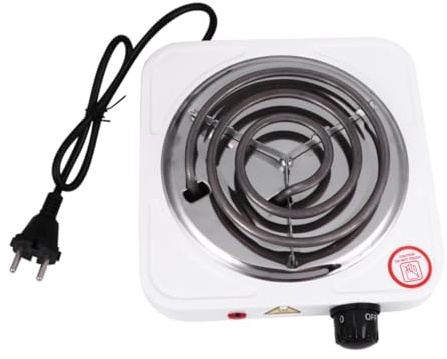CONGARTENO Estufa De Café Eléctrica Quemador Ajustable 1000w, Horno Eléctrico De Bobina De Alambre, Protección Contra Sobrecalentamiento, Color Blanco, Portátil Para Hogar y Viajes
