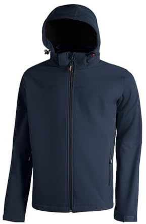 U-Power Kyra Giacca da Lavoro da Uomo in Softshell, Impermeabile, Antivento, Traspirante, con Cappuccio Staccabile, Blu (IT, Testo, XL, Regular, Regular)