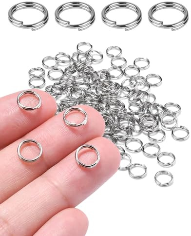 MYGLOAR Paquete de 100 llaveros, llaveros de 20 mm, llaveros pequeños de acero inoxidable, anillas divididas, anillas plateadas para joyería, llaves, decoraciones de bricolaje
