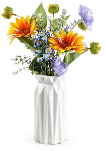 Unbreakable Vase for Flowers, White Plastic Vase, Seashell White