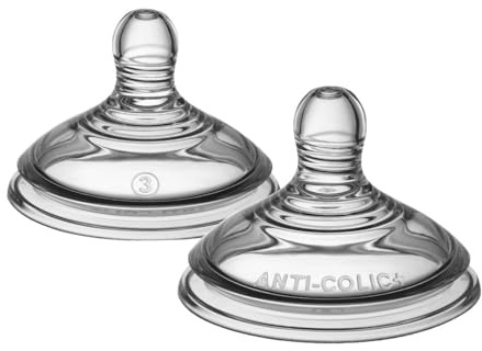 Tommee Tippee-Babyflaschensauger, Advanced Anti-Kolik-Flaschensauger, brustähnlich, weiches Silikon, schneller Durchfluss, 6+ M., Zubehör, 2er-Pack