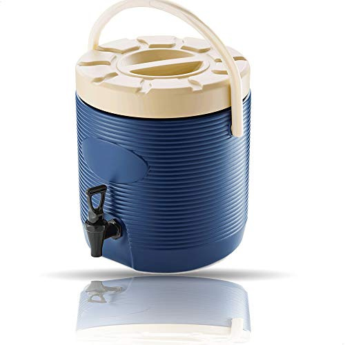 Kerafactum Thermo Getränkespender Heissgetränkespender mit Zapfhahn mobil auch für Kalt verwendbar | mit Hahn zum zapfen für Getränke | Thermogetränkespender Getränkekühler 12 Liter Blau