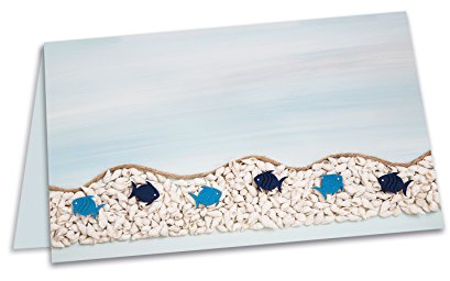 Logbuch-Verlag 25 Tischkarten Fische Kommunion Geburtstag Sommer blau türkis Muscheln Taufe Hochzeit maritim Deko