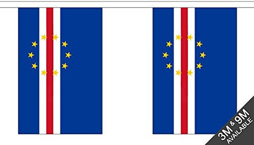 3 Metres 10 (9 x 6) Flag Cape Verde 100% Polyester Material Bunting Ideal Party Decoration For Street House Pubs Clubs Schools
