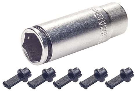 SW-Stahl 03120L Glühkerzensteckschlüssel 12 mm mit Drucksensor-Schutz | Spezialwerkzeug 1/4 Zoll aus Chrom-Vanadium - mit Kugelarretierung und Schutzkappen für Diesel-PKW - Tiefzugriff