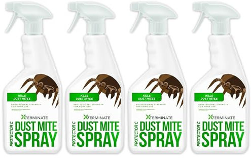 Xterminate Dust Mite Spray 4 x 1L HSE Approved and Licensed Killer Treatment Non-Staining. Ideal for Carpets, Upholstery, Bedding etc. Treats & Controls Re-infestation. Helps Prevent Allergies