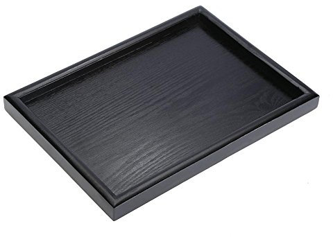 Food Serving Tray, Fdit Wooden Serving Tray Rectangular Fruit Tea Breakfast Plate for Home, Hotel, Cafe, Coffee Canteens, Black Varnish, Wood, 30 * 20 * 2cm