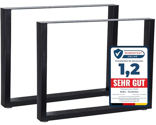 Melko Tischkufen Tischbeine 2-teilig bis 400 kg 100x72 cm Stahl Schwarz | Industriedesign pulverbeschichtet, Vierkantprofil 8x4 cm, Wandungsstärke 2 mm, inkl. Bodenschonern, für Esstisch und Bank