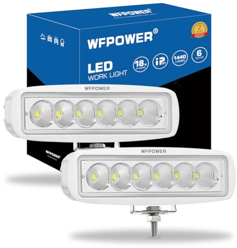 WFPOWER Boat Light 2 Pack, LED Marine Spotlights Waterproof, 6 inch Deck Dock Flood Light for Boat Accessories Pontoon Fishing Truck SUV ATV 12V White