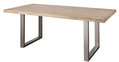 Massivmoebel24.de Table à Manger 180x90 Manguier laqué Blanchi Railway #307