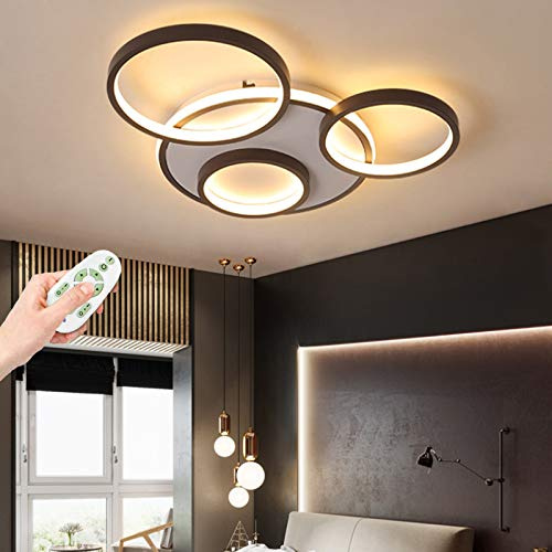 Modern LED Deckenleuchte 4 Kreis Design Wohnzimmerlampe Dimmbar Deckenlampe 3000K-6500K Fernbedienung Deckenbeleuchtung Metall Acryl Schlafzimmer Esszimmer Flur Küche Decke Deko Kronleuchter Wandlampe