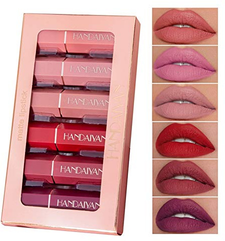 6 Colors Matte Lipsticks Set Velvet Red Lipstick Long Lasting Waterproof Makeup Kit with Gift box