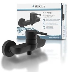 SCHÜTTE 44406 DENVER Thermostat Duscharmatur, Mishbatterie in Schwarz matt, Armatur für die Dusche Badezimmer Armatur | Mishbatterie in Schwarz matt, Armatur für die Dusche Badezimmer Armatur