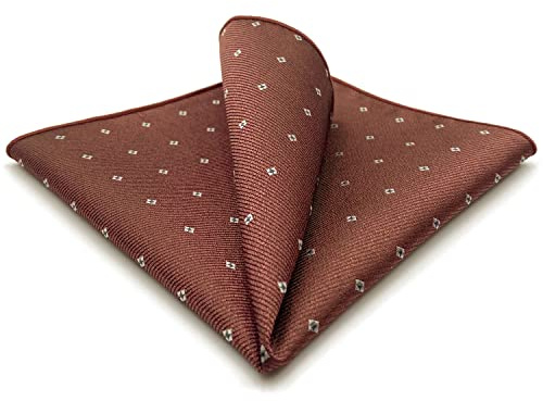 S&W SHLAX&WING Pocket Squares for Men Silk Red Brown Wedding