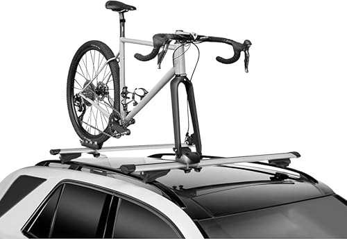BBROS Portabici da Tetto Universale per 1 Bici (Max 15kg) | Compatibile Freno a Disco | Adatto a Barre Fino a 70x40mm | Forcella GIAU