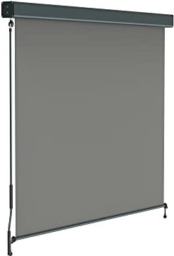 paramondo Außenrollo Senkrechtmarkise 2000 Balkonmarkise Balkonrollo Sonnenschutz, mit Kassette & Kurbelbedienung, 140 x 250 cm, Grau, Gestell Anthrazit