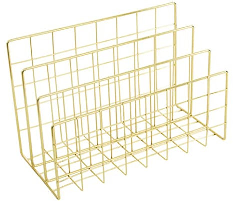 Schreibtisch-Briefablage mit 3 Fächern, Papierablage, Briefablage, Organizer, Metall-Bücherregal, goldene Briefablagen, stapelbare Metall-Aufbewahrungsfächer