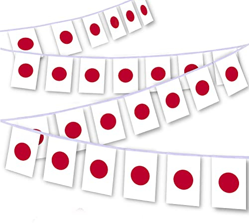 MacLand Lot de 30 guirlandes de drapeau japonais de 9,7 m, bannière de décoration pour extérieur, intérieur, patio, cour
