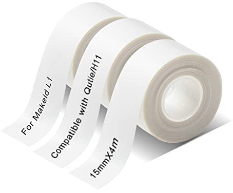 Qutie Gewidmet Etiketten Selbstklebend - 15mm Wasserdicht Anpassen Klebeetiketten - Kompatibel Mit PRT Qutie/Makeid L1 - Drucken Sie Barcode, Name, Datum, Preis usw (Transparent-003, 3 Rollen)