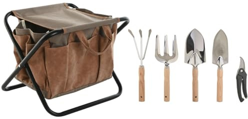 Home ESPRIT Kit d'outils de Jardinage 7 pièces Marron 40 x 28 x 35 cm
