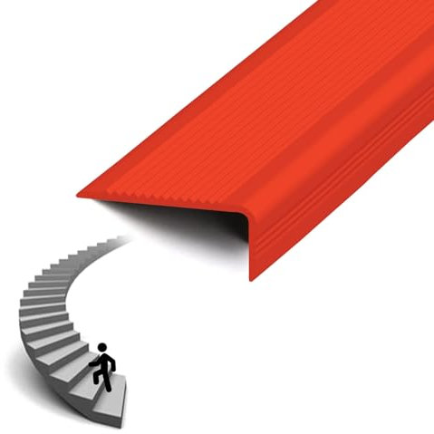 Treppenkantenprofil L-Form Stufenkantenprofil Treppenkantenprofil Selbstklebend PVC Anti-Rutsch Treppenkante Kantenschutz Anti-Rutsch Treppenkante Kantenschutz ( Color : Rosso , Size : 7x3cmxL0.5m )