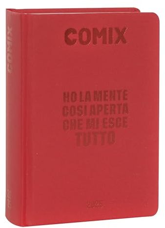 COMIX - 16 månaders minidagbok, dagbok för skola 2024-2025, för pojkar och flickor, med hårt fodral, perfekt för gymnasiet, 11 x 15,3 cm, röd