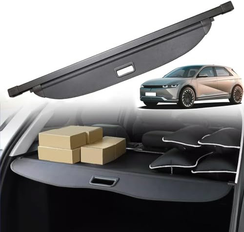 Auto Einziehbarer Laderaumabdeckung Kofferraum für H.y.u.n.d.a.i IONIQ 5 2022 2023, Schwarz Schutz Der Privatsphäre Abdeckung Hutablage Cargo Cover, Ausziehbar Kofferraumabdeckung Rollo