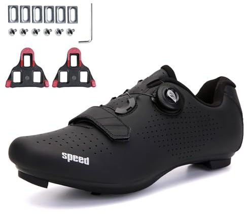 omcam Herren Damen Spin Fahrradschuhe, Damen Rennräder Schuhe Kompatibel Mit SPD & Look Delta Cleats rutschfeste Reitschuhe,Schwarz,44 EU