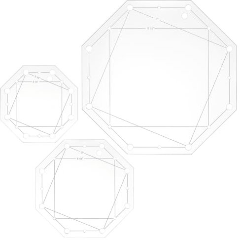 BENECREAT 3 Größen Achteck Quilting Template, Acryl Intricate Nähmaschine Lineal, transparente Druckplatte Router Template für DIY Hand Patchwork Schneiden Craft