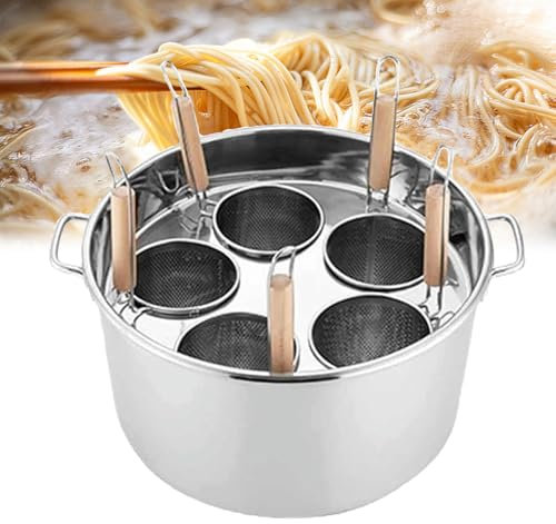 Nudelkessel, Edelstahl Pastakocher Set, 5 Löcher Edelstahl Pastatopf mit Vorratstopf, Siebeinsatzkorb, Mit Dampfkorb und Pastapot-Einsatz, Für Heimküche, Restaurant