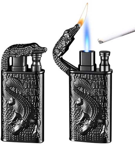 2 mecheros de llama de chorro doble, recargables, para hombres y mujeres (se vende sin gas butano, negro)