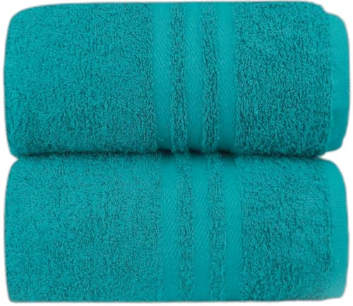 Jumbo badlakan storlek 100 x 200 cm högabsorberande 2-pack stora badhanddukar 100 % kammad bomull supermjuka extra stora lyxiga handdukar (blågrön)