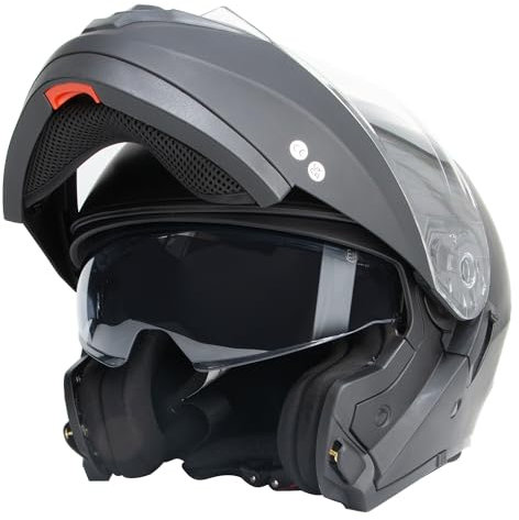 Zorax ZOR-839 Matt Black M (57-58cm) Flip Up Double Visor Helmet Motorcycle Motorbike Helmet Road Legal ECE2206