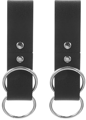 Veemoon 2pcs Medieval Skirt Accessories, Leather Skirt Clips Renaissance Belt Hiking Dress Accessories Tankard Strap Waistband Accessory Pirate Waistband for Vintage Cosplay Costume Viking (Black)