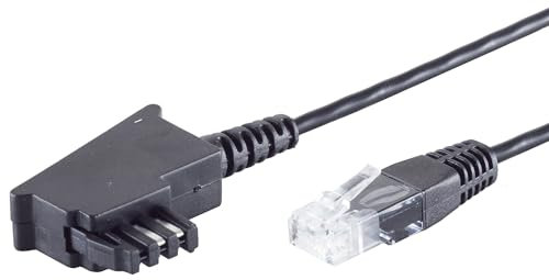 1aTTack.de 1 x 0,5 m – Cable de enrutador TAE-F a RJ45 (8P2C) TAE Cable de conexión Router a toma de teléfono compatible con DSL VDSL ADSL Fritzbox Internet – Negro