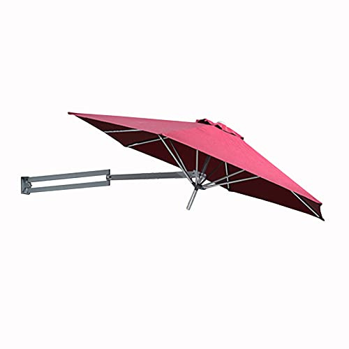 ZJFHEYUO Ombrellone da Esterno con palo in Metallo, Protezione UV al 95%, Facile Regolazione dell'inclinazione, Ideale per Giardino, Balcone, Cortile, Bar, Rosso Vino.