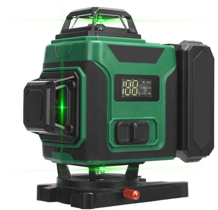 VISLONE 16 Lines Lazer Level 4D Green Cross Line 3° Self-Leveling Detect Battery Powered Omnidirectional Ground & Wall Sticker Vertical Horizontal Line for Picture Construction Floor (Green)