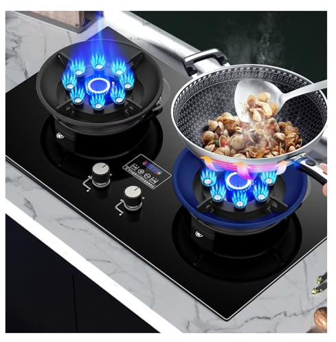 Fornello a gas portatile a 2 fuochi, bruciatore flip-top, timer (indipendente su due lati), adatto per cortile, campeggio, barbecue (LPG)
