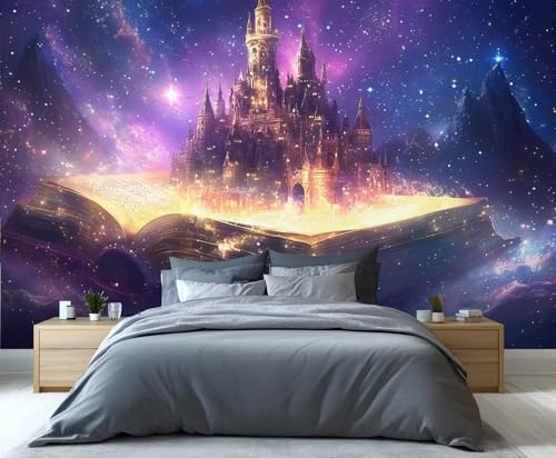 YXQAIED Tapete - Castle Home Decor & Mural, Magic Castle Schlafzimmer Tapete, Sternenhimmel Tapeten für Wohnzimmer, nicht selbstklebende große Wandbilder