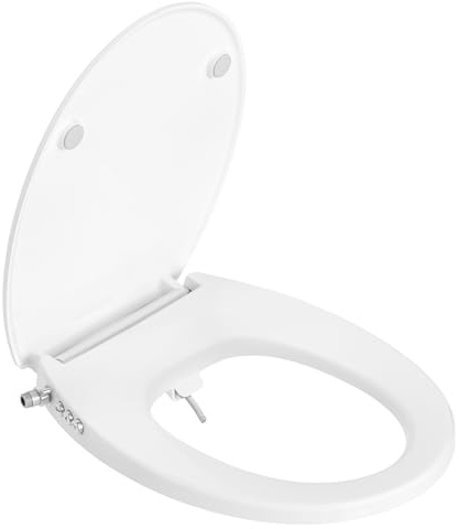 SAMODRA Bidet Toilet Seat for UK - Non-Electric Bidet Attachment with Self-Cleaning Dual Nozzle - Soft Close & Quick Release Hinges (Oval - Button)