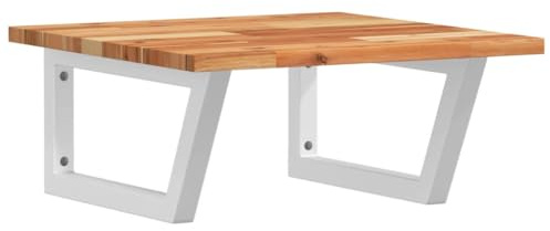 vidaXL Waschtischplatte mit Halterung, Holzplatte Waschtischkonsole Wandmontage, Waschbeckenplatte Wandkonsole Wandregal, Stahl Massivholz Akazie
