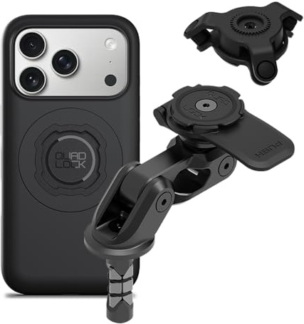 QUAD LOCK Gabelschaft-Handyhalterung für Motorrad PRO mit Vibrationsdämpfer und MAG-Hülle für iPhone 17 Pro
