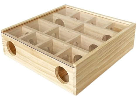 Abaodam Wooden Hamster Maze Toy Teeter Totter, 25x25x7cm Maze Puzzle for Chinchillas and Small Rodents, Interactive Pet Accessory for Indoor Play and Exploration