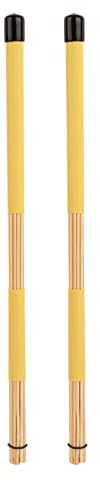 Palillos de Tambor de Bambú, Par de Brochas para Batería, 19 Piezas por Brocha, Ligero y Duradero - Sonido Suave y Controlable, Material Natural, Accesorio Ideal para Músicos (Amarilla)