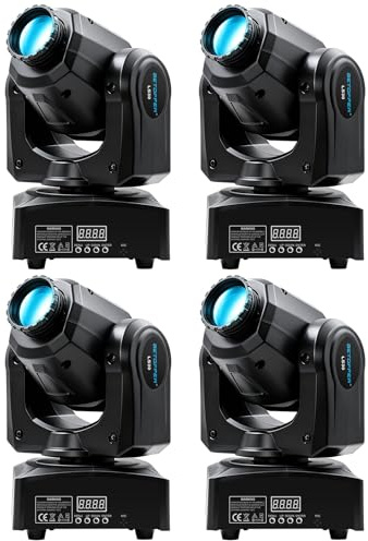 BETOPPER DJ Moving Head Lights Strobe Spot LED Stage Light 8 GOBO 8 Colors 9/11 Channel Lighting DMX-512 Sound Activated for Party,Dance,Church Event,Mobile DJ,Bars,Gigs,Disco etc. (4 Pack)