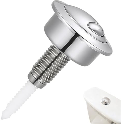 Toilet Flush Button Replacement, Press Push Button Round Head for Siamp Optima 49 Chrome Dual Flush Push Button Toilet Cisterns Flush System Replacement (Silver)